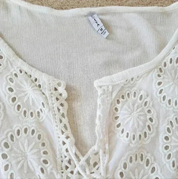 Raviya White Swim Beach Cover Up Boho Style Eyelet Pattern Women's Size Medium - Picture 9 of 9